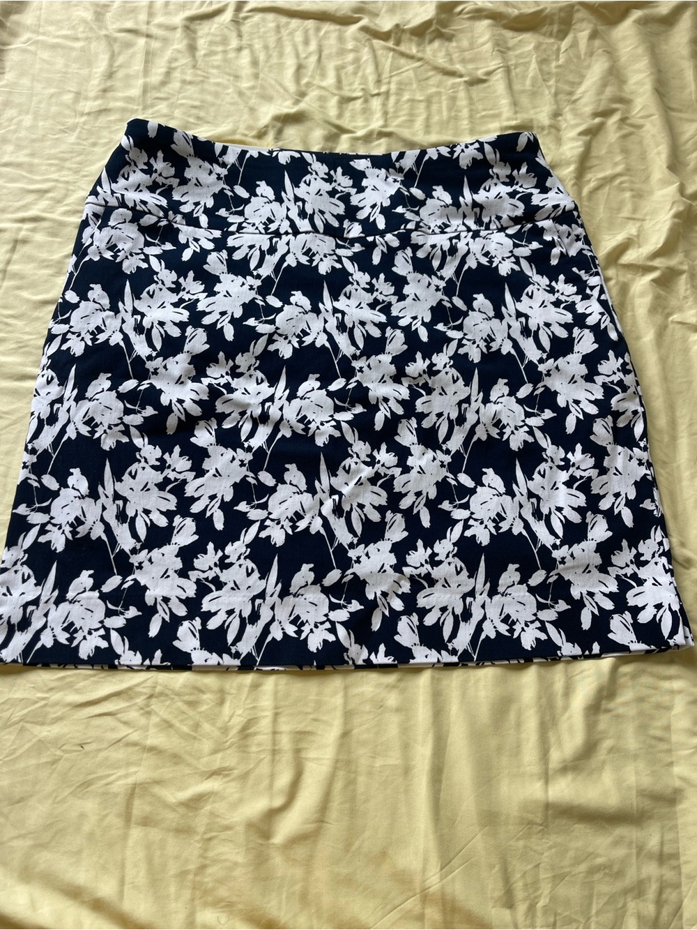 Navy and White Floral Mini Skirt - Classic A-Line